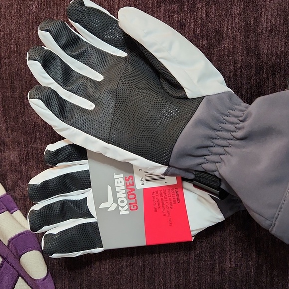 Kombi Women's White and Gray Ski Gloves - Picture 3 of 3